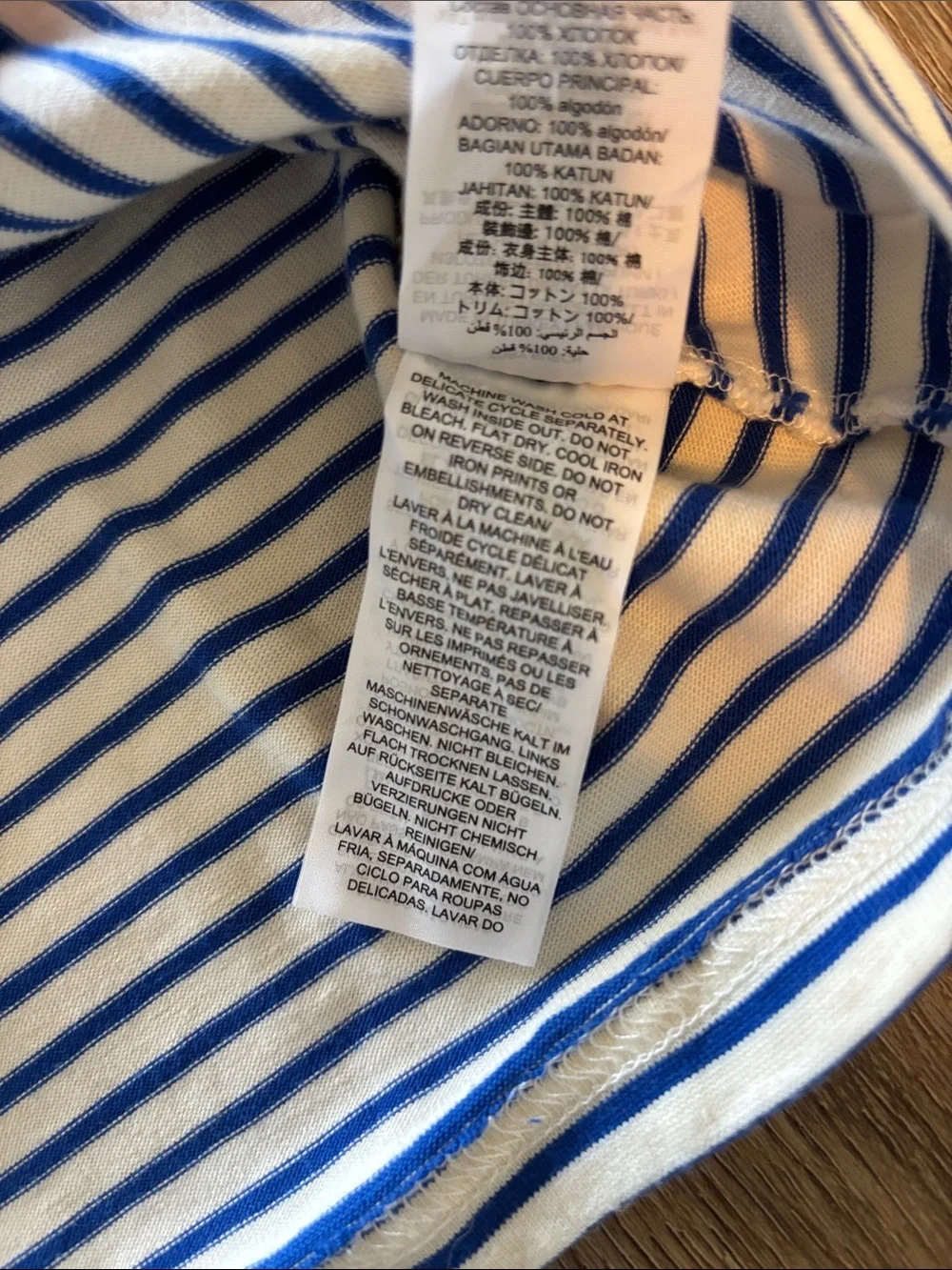 Tory Burch Striped Floral Short Sleeve Tee - Blue, Yellow, Red